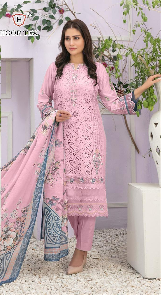 Hoor Tex H 160 C Fox Georgette Emboridery Worked Pink Color Pakistani Suits