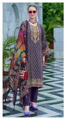 Fepic Rosemeen C 1863 Pure Natural Crape Printed Embroidered Worked Pakistani Suits