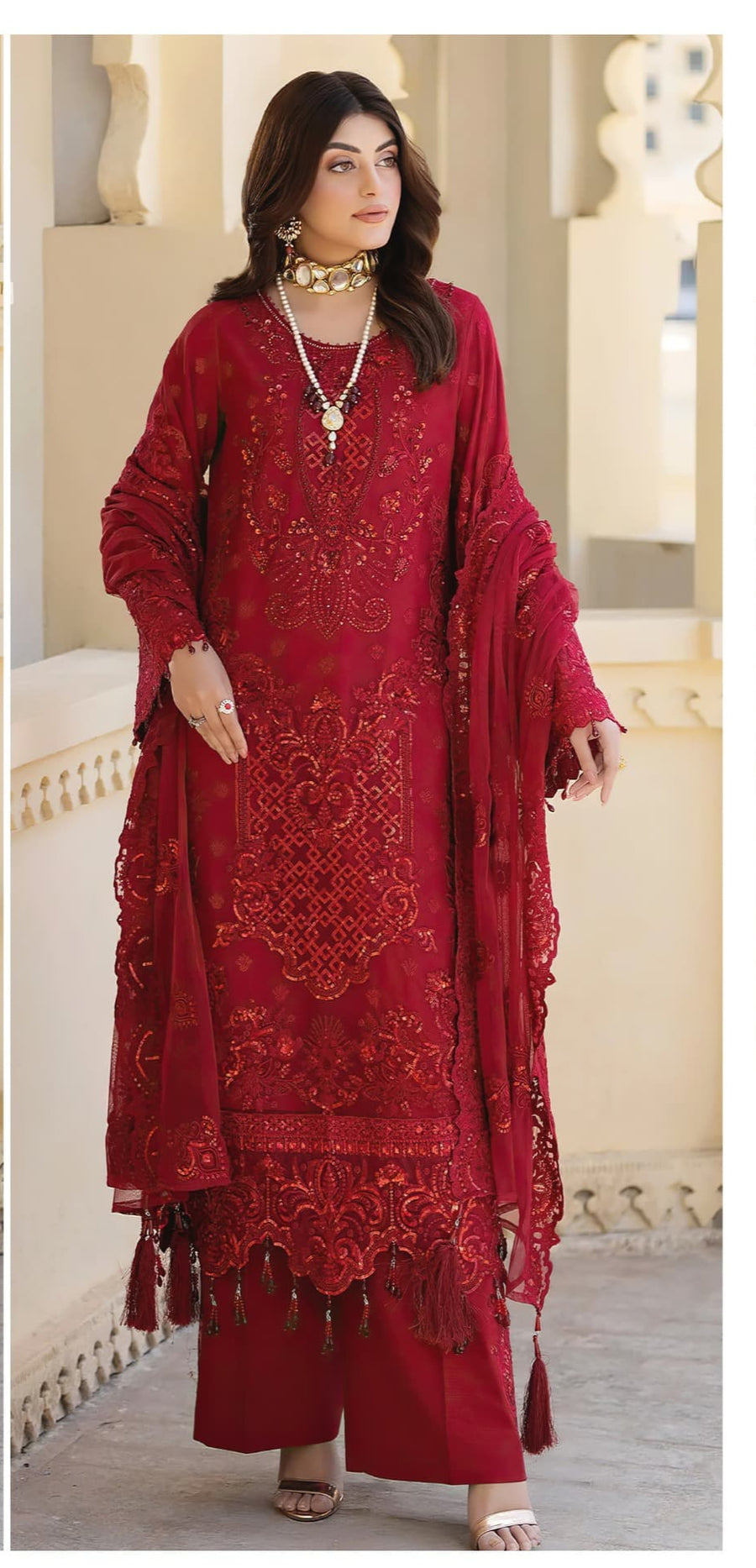 red colour pakistani dress Handmade Pakistani Bridal Dress: Red Zardozi Lehenga, Custom Stitched