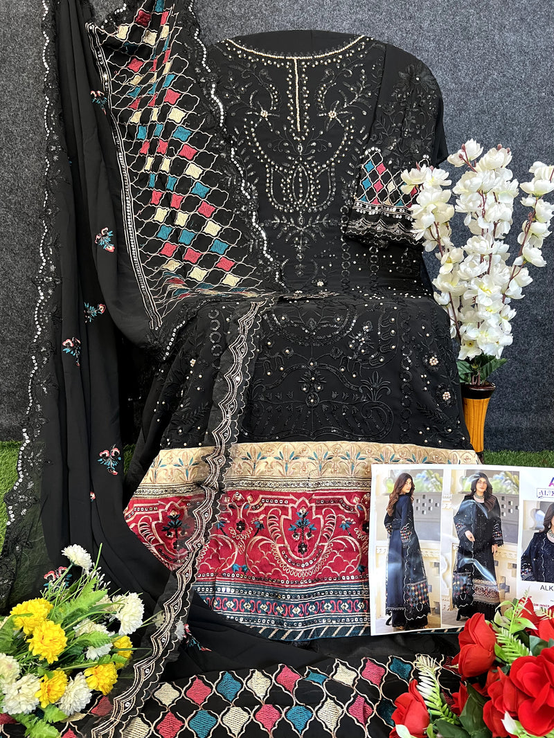 Al Khushbu 6012 Georgette With Heavy Embroidered Black Color Pakistani Suits