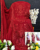 Al Khushbu 6014 Georgette With Heavy Embroidered Red Color Pakistani Suits