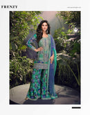 Sayuri Carnival 5725 Premium Real Chinon Silk Peacock Color Sharara Suits