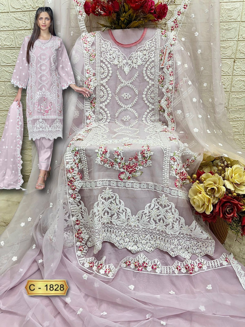 Fepic Rosemeen C 1828 Organza Embroidered With Heavy Handwork Pakistani Suits