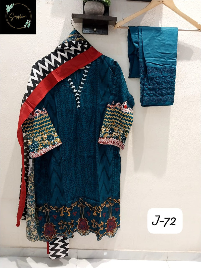 Sapphire Jazmin J 72 Readymade Lawn Suits With Heavy Patch Work Pakistani Pret
