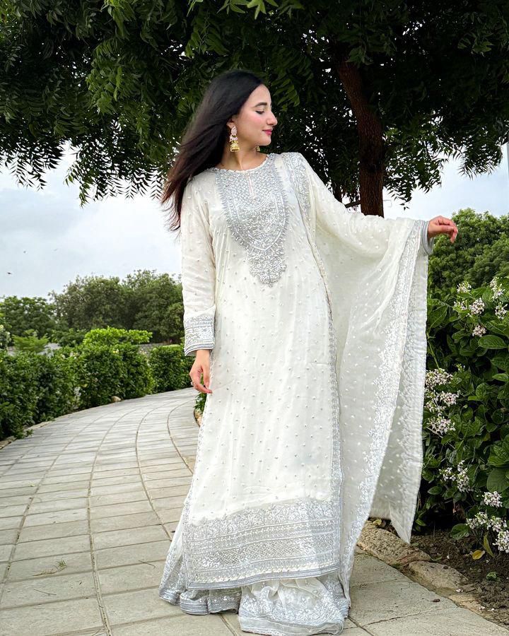 Nsr 833 Pure Heavy Georgette With Heavy Embroidery Sequence Work Pakistani Suits