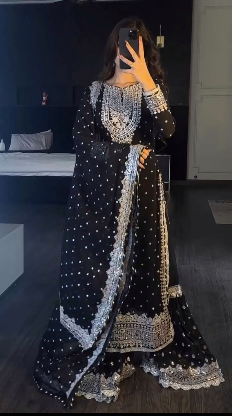 Nsr 833 D Pure Heavy Georgette With Heavy Embroidery Sequence Work Pakistani Suits