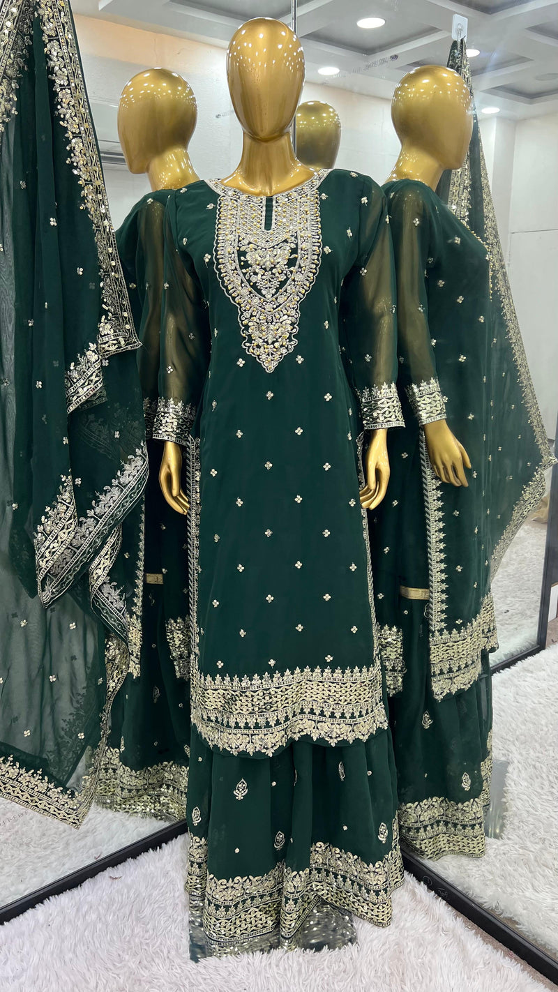 Nsr 833 C Pure Heavy Georgette With Heavy Embroidery Sequence Work Pakistani Suits