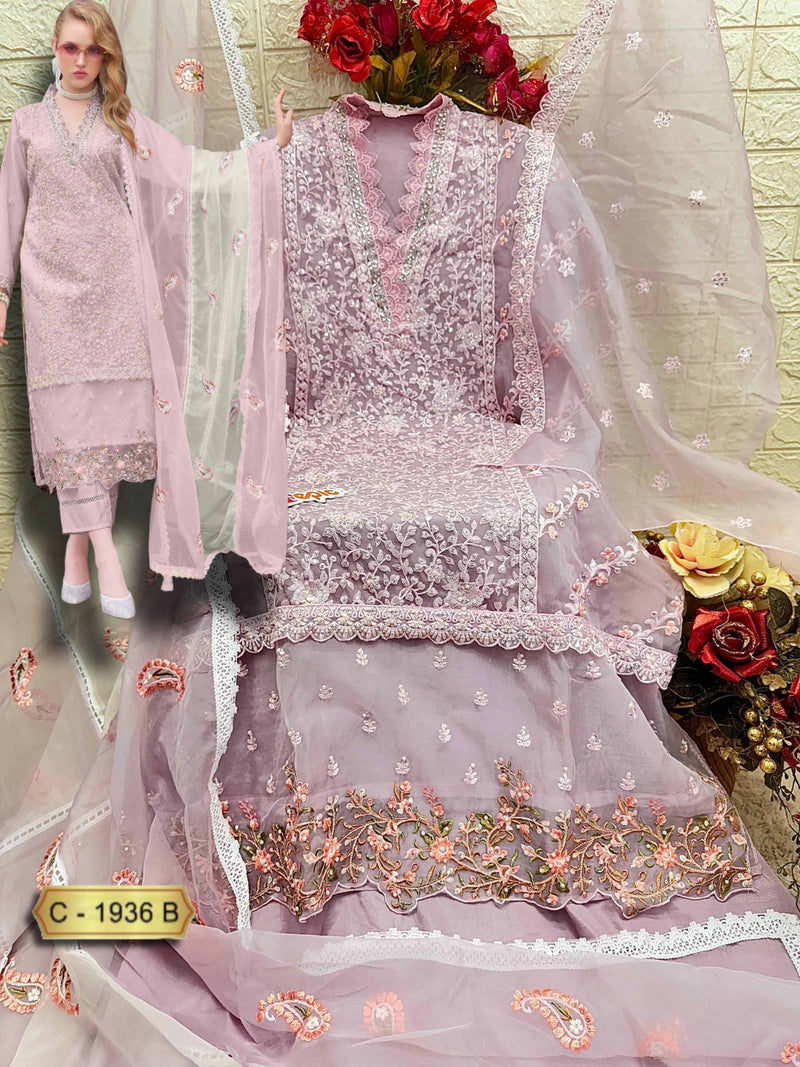 Fepic Rosemeen C 1936 B Organza Embroidered With Hand Worked Pakistani Suits