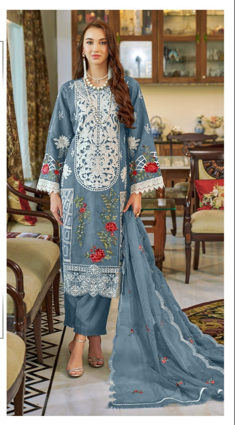 Fepic Rosemeen C 1926 Organza Embroidered With Hand Worked Pakistani Suits
