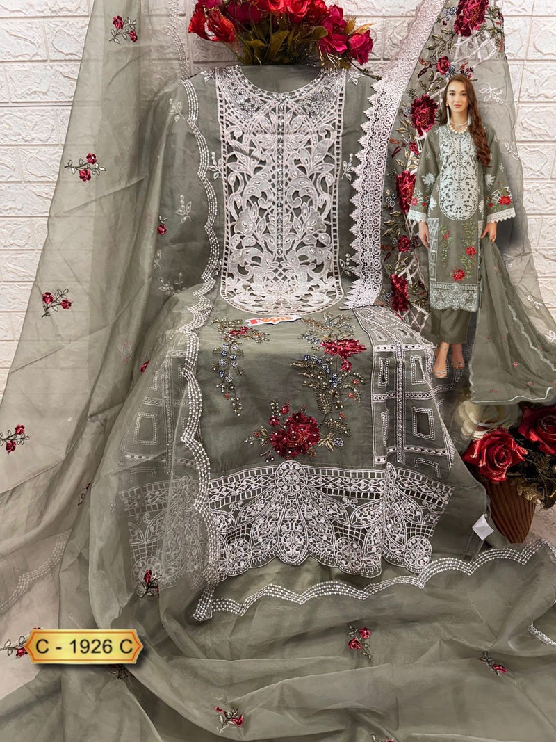 Fepic Rosemeen C 1926 C Organza Embroidered With Hand Worked Pakistani Suits