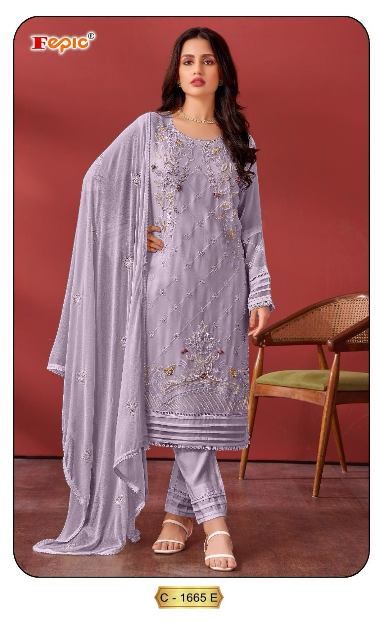 Fepic Rosemeen C 1665 E Georgette Embroidered With Heavy Khatli Worked Pakistani Suits