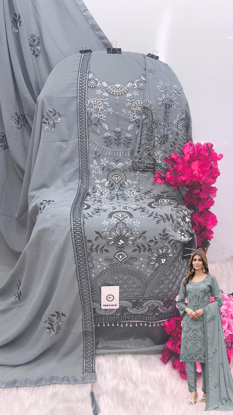 Shanaya S 199 Fox Georgette Embroidery Sequence Work Heavy Hand Khatali Handwork Pakistani Suits
