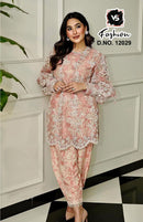 Vs Cod Set 12029 Heavy Reyon With Embroidery Worked Pakistani Pret Kurti