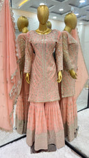 ZSR 3099 Designer Party Wear Look Top Plazzo And Dupatta With Heavy Embroidery Work Pakistani Suits