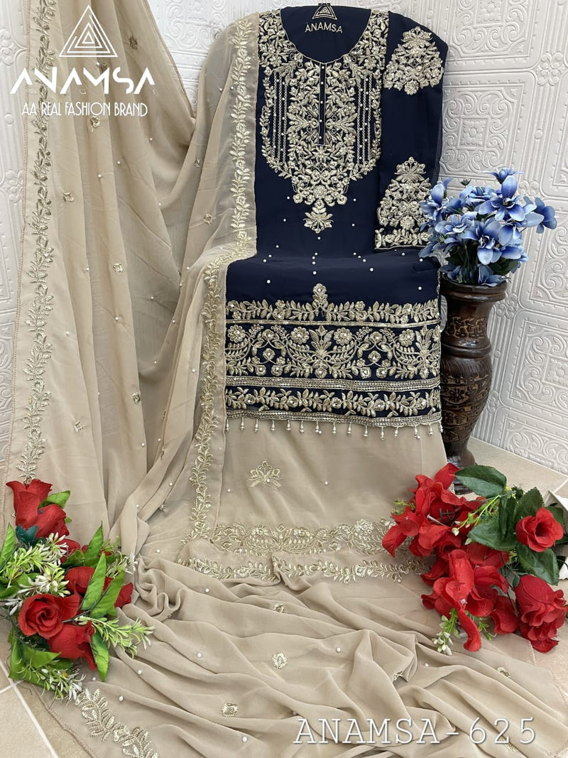 Anamsa 625 Heavy Pure Fox Georgette Embroidered Sequence Moti Work Pakistani Suits