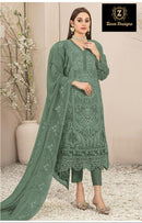 Ziaaz Code 740 B Organza Handwork Moti Work Cutwork Semi Stitched Pakistani Suits