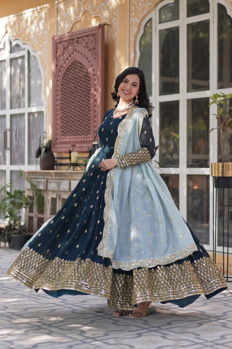 SR CODE 1660 Designer Party Wear Look Full Heavy Embroidery Sequence Work Gown