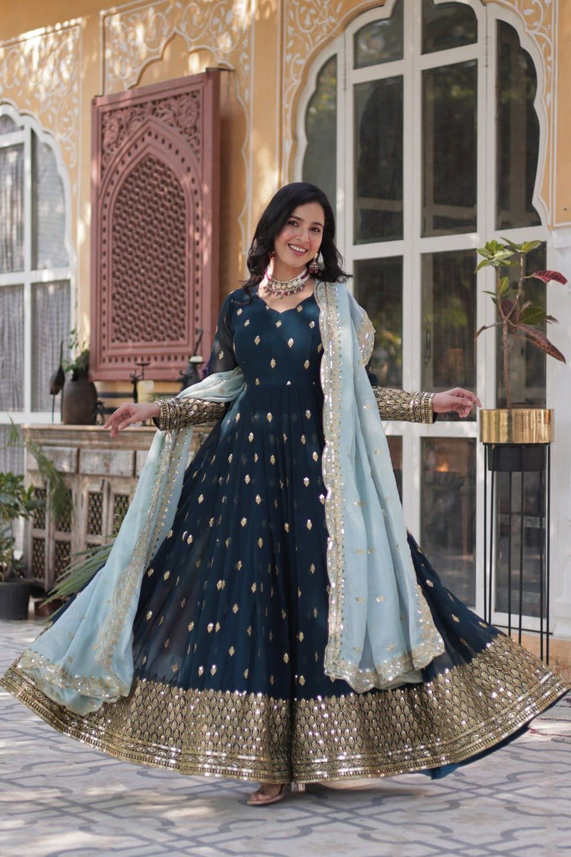 SR CODE 1660 Designer Party Wear Look Full Heavy Embroidery Sequence Work Gown