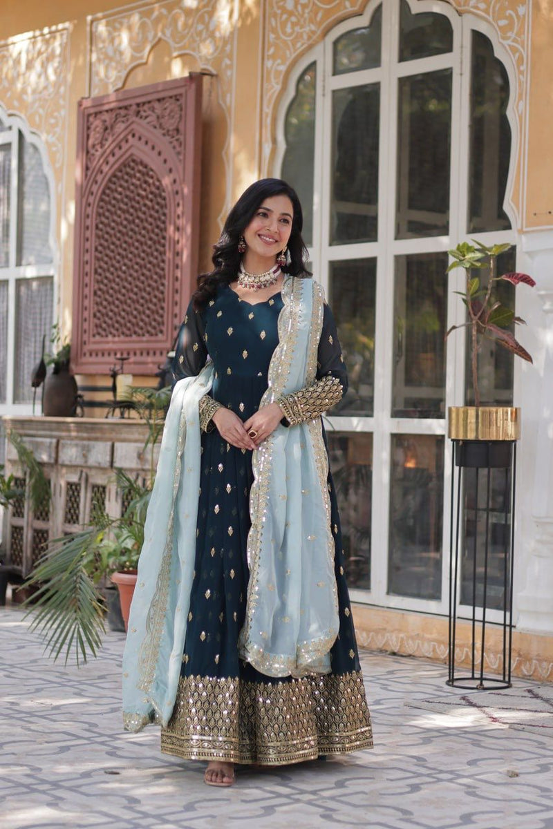 SR CODE 1660 Designer Party Wear Look Full Heavy Embroidery Sequence Work Gown