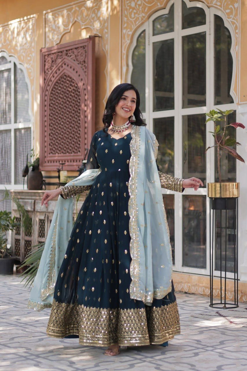 SR CODE 1660 Designer Party Wear Look Full Heavy Embroidery Sequence Work Gown