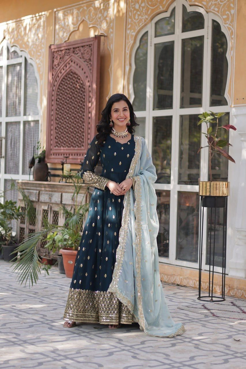 SR CODE 1660 Designer Party Wear Look Full Heavy Embroidery Sequence Work Gown