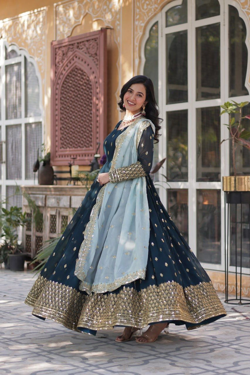 SR CODE 1660 Designer Party Wear Look Full Heavy Embroidery Sequence Work Gown