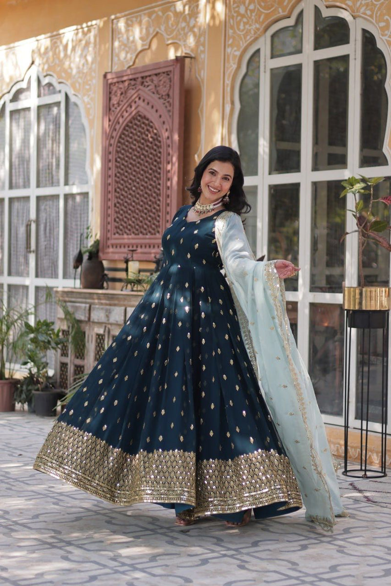 SR CODE 1660 Designer Party Wear Look Full Heavy Embroidery Sequence Work Gown