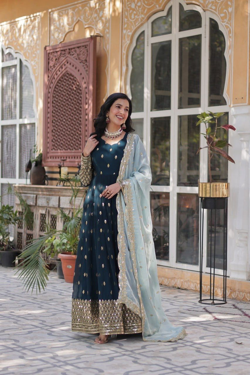 SR CODE 1660 Designer Party Wear Look Full Heavy Embroidery Sequence Work Gown