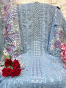 Elaf G 190 Gorgette Embroidered With Pearl Handwork Diamond Lace Pakistani Sutis