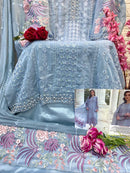 Elaf G 190 Gorgette Embroidered With Pearl Handwork Diamond Lace Pakistani Sutis