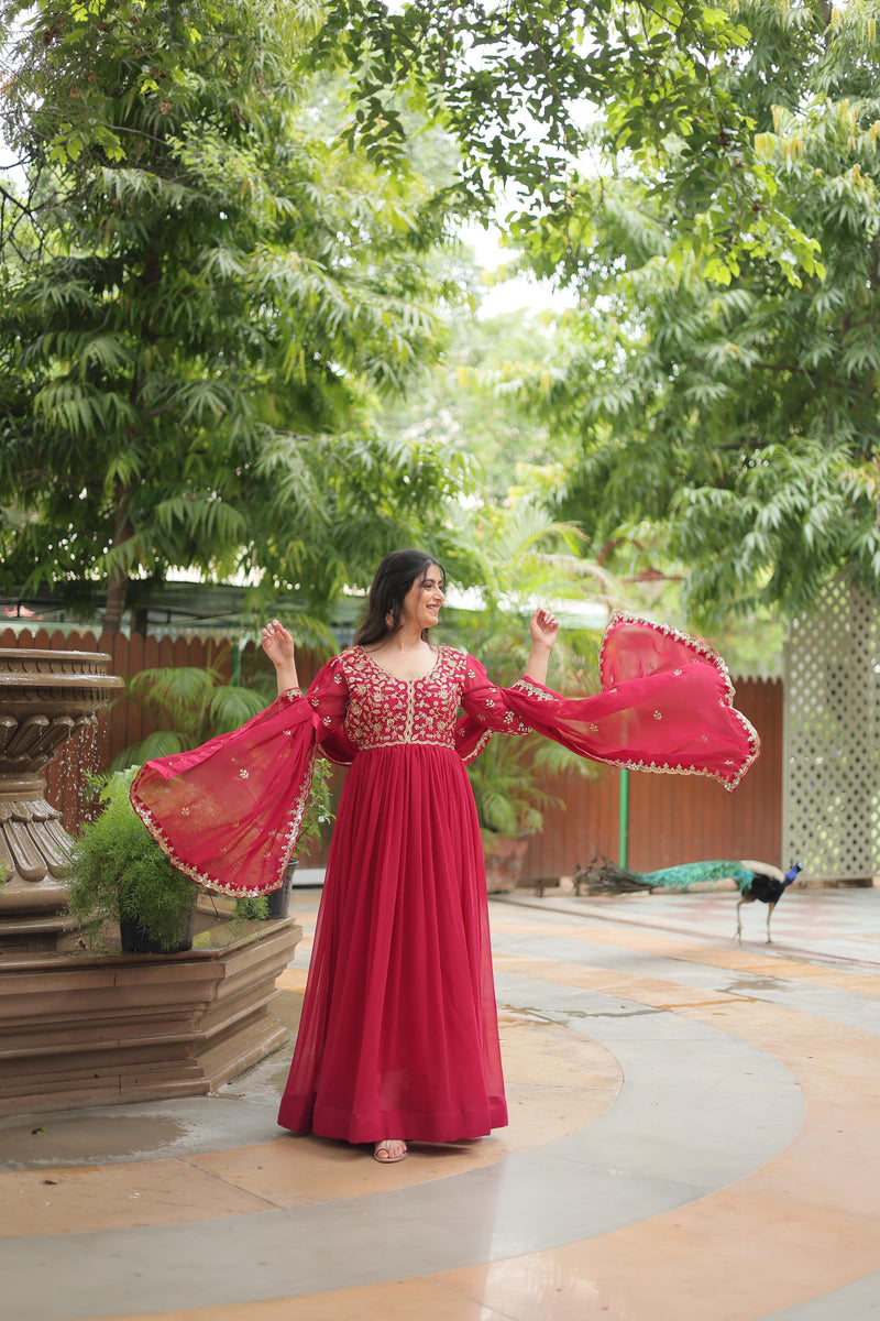 Livewear LW 9208 Faux Blooming Gown With Rich Sequins Embroidered Work Pakistani Gown