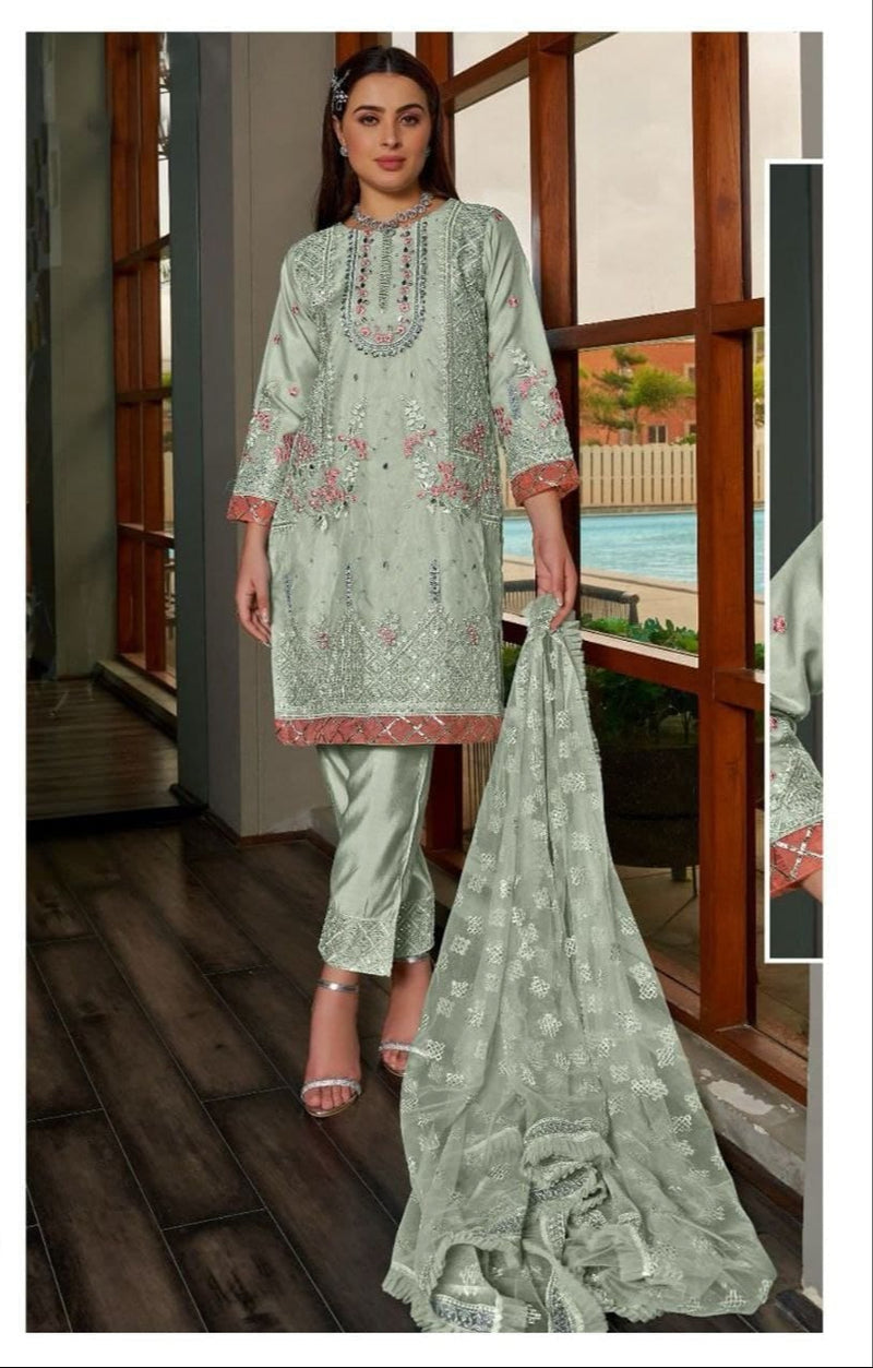 Noor Jahan NJ 56 Organza Fabric With Heavy Embroidery Khatli Worked Pakistani Suits