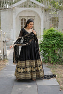 Livewear Lw 9150 B Faux Blooming Gown Dupatta Attractive Embroidered Sequins Work With Lace Border