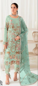 Zaha 10216 D Ramsha Georgette With Heavy Embroidered Nd Back Worked Pakistani Suits