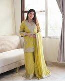 SSR 5002 Heavy Chinon Silk With Heavy Embroidery Sequence Rivet Moti Worked Pakistani Suits