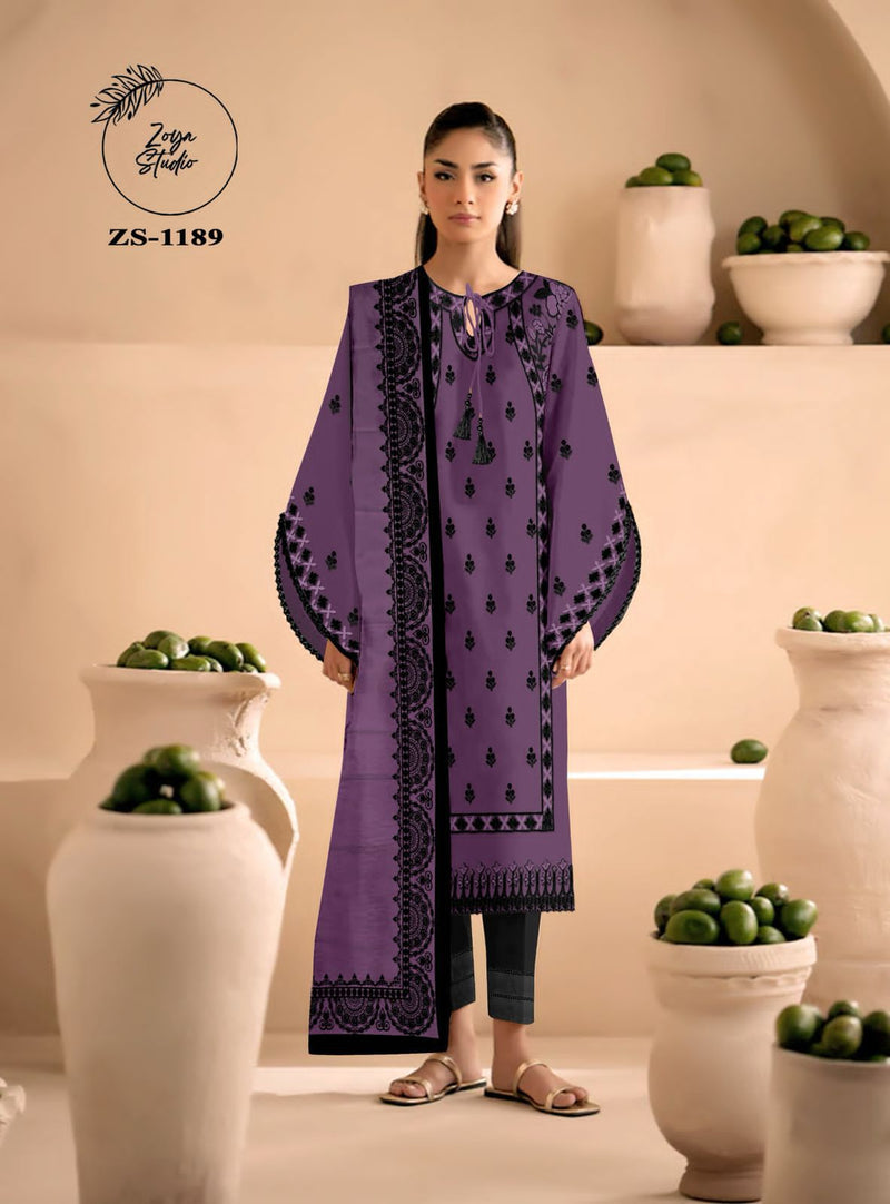 Zoya Studio ZS 1189 Readymade Satin Georgotte Delicate Embroidery Latkan Pakistani Pret