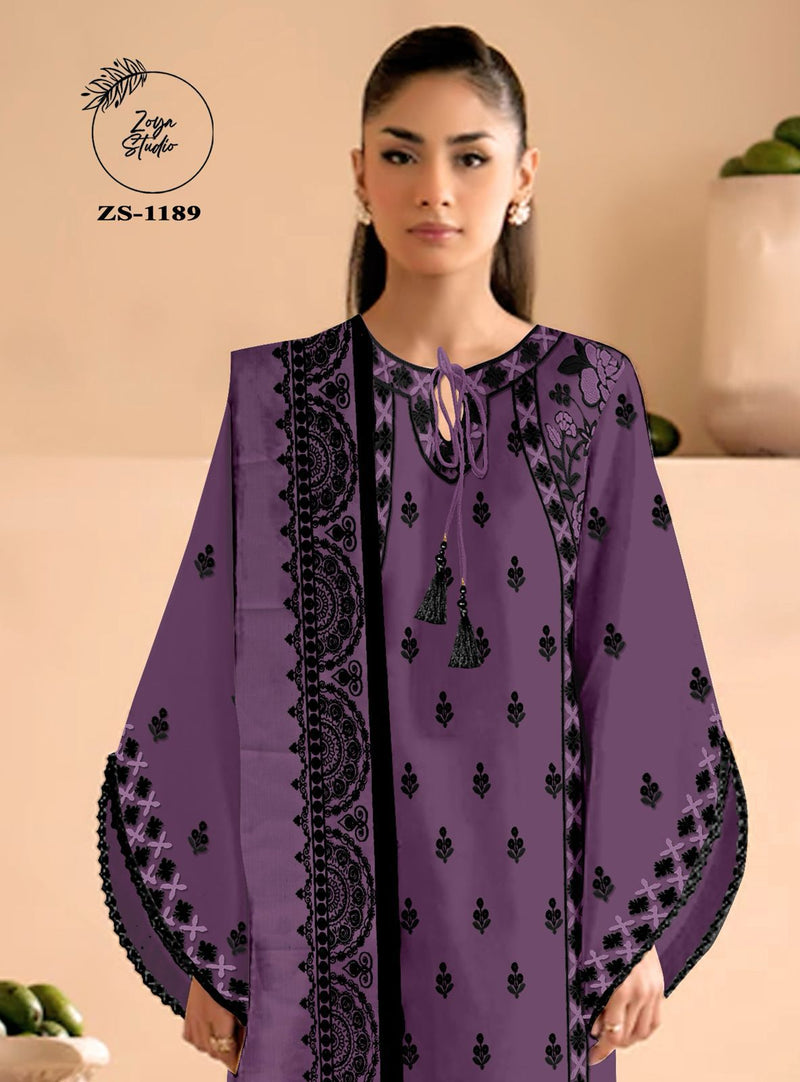 Zoya Studio ZS 1189 Readymade Satin Georgotte Delicate Embroidery Latkan Pakistani Pret