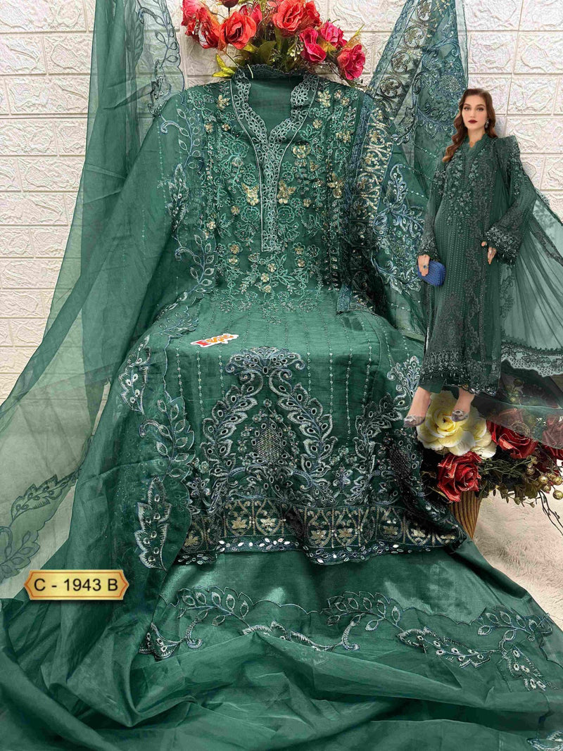 Fepic Rosemeen C 1943 B Organza Embroidered With Hand Worked Beautiful Pakistani Suits