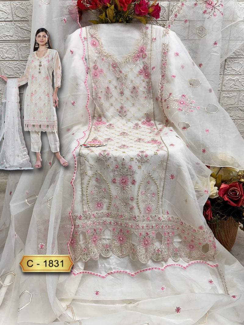 Fepic Rosemeen C 1831 Organza Embroidered Worked Stylish Pakistani Suits
