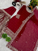 SSR 502 Embroidery Sequence Work Top Gharara And Dupatta With Rivet Moti Work Pakistani Suits