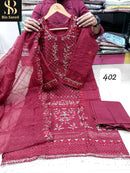Bin Saeed 402 Readymade Orgenza Emboridery Worked Pakistani Suits