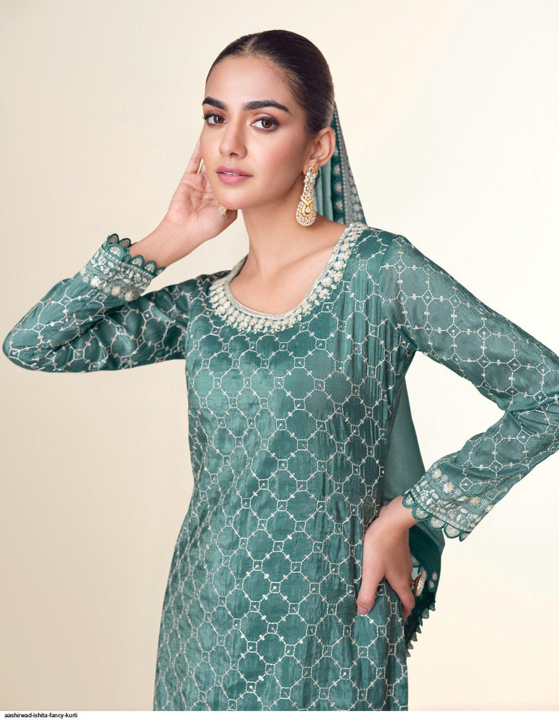 Aashirwad Ishita Premium Tissue Crush Stylish Suits