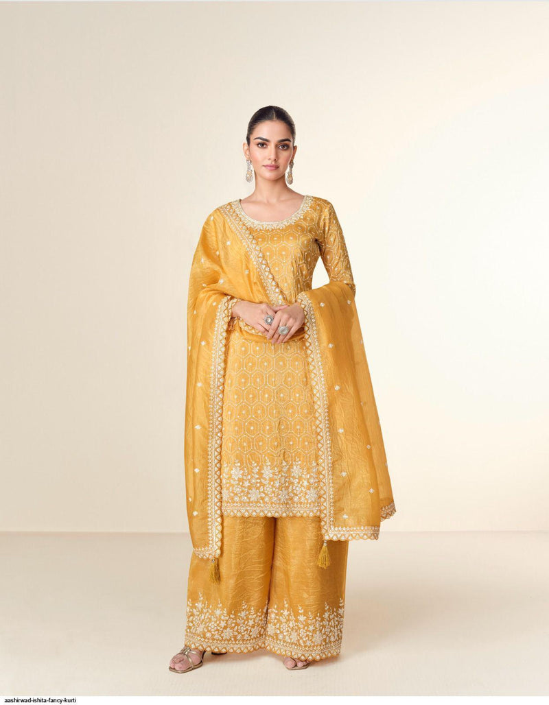 Aashirwad Ishita Premium Tissue Crush Stylish Suits