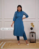 Ethnic Kurti Pant With Embroidery Pintex Detailing For All Day Comfort And Trendy Look