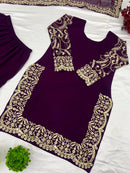 ZF 406 Heavy Embroidery Sequence Work Top-gharara And Dupatta Set Pakistani Suits