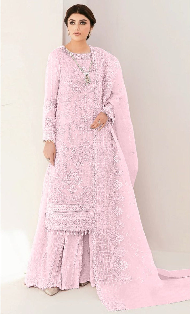 Mushq M 297 Pure Fox Gerogette Embroidered Worked Pakistani Suits