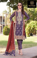 Ziaaz Designs Code 490 C Chinon Semi Stitched Outfit With Beautiful Coding Embroidery Worked Pakistani Suits