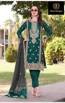 Ziaaz Designs Code 490 Chinon Semi Stitched Outfit With Beautiful Coding Embroidery Worked Pakistani Suits