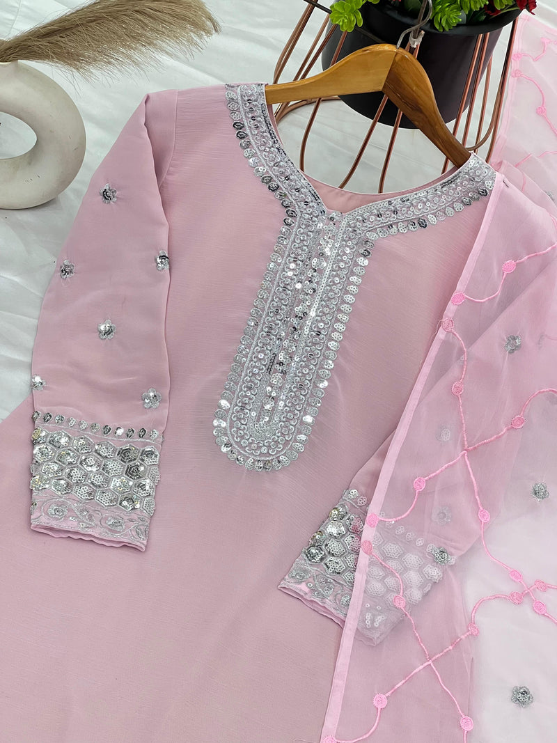 Nsr 836 Faux Georgette Silk With Heavy Embroidery Sequence Work Pakistani Suits