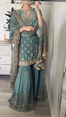 Ssr 504 Designer Party Wear Look Top Plazzo And Dupatta With Heavy Embroidery Work Pakistani Suits